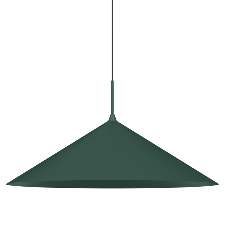 Lampa wisząca CAPITAL 60 cm w butelkowej zieleni to designerskie oświetlenie polskiej produkcji. Metalowy klosz o stożkowym kształcie oraz regulowana wysokość zawieszenia pozwalają dopasować ją do każdego nowoczesnego wnętrza.