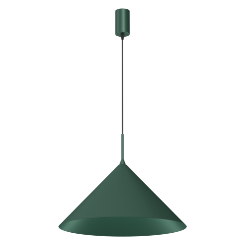 Lampa wisząca CAPITAL MLP0955 w kolorze butelkowej zieleni to eleganckie oświetlenie do kuchni, jadalni i salonu. Duży metalowy klosz o średnicy 46 cm doskonale prezentuje się nad stołem, wyspą kuchenną oraz blatem roboczym.