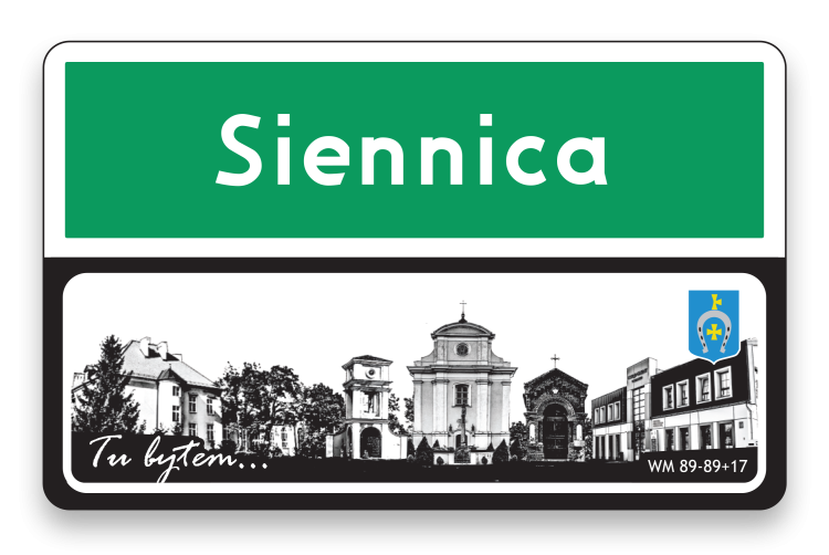 Magnes Turysty SIENNICA 05-332 przedstawia zabytki i budynki Siennicy w formie znaku „teren zabudowany”. Wykonany w 100% z biodegradowalnego materiału, wymiary 8,5×6,5 cm. Produkt polski, idealny na pamiątkę lub do kolekcji