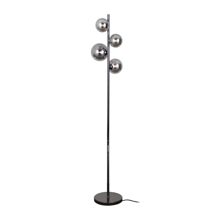 Lampa podłogowa CANELLO Italux 4xG9 w kolorze czarnego perłowego z dymionymi kulami. Elegancka oprawa o wysokości 160 cm i szerokości 31 cm, idealna do salonu, sypialni czy gabinetu. Solidne wykonanie z metalu i szkła, gwarancja 2 lata
