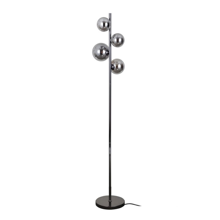 Lampa podłogowa CANELLO Italux 4xG9 w kolorze czarnego perłowego z dymionymi kulami. Elegancka oprawa o wysokości 160 cm i szerokości 31 cm, idealna do salonu, sypialni czy gabinetu. Solidne wykonanie z metalu i szkła, gwarancja 2 lata