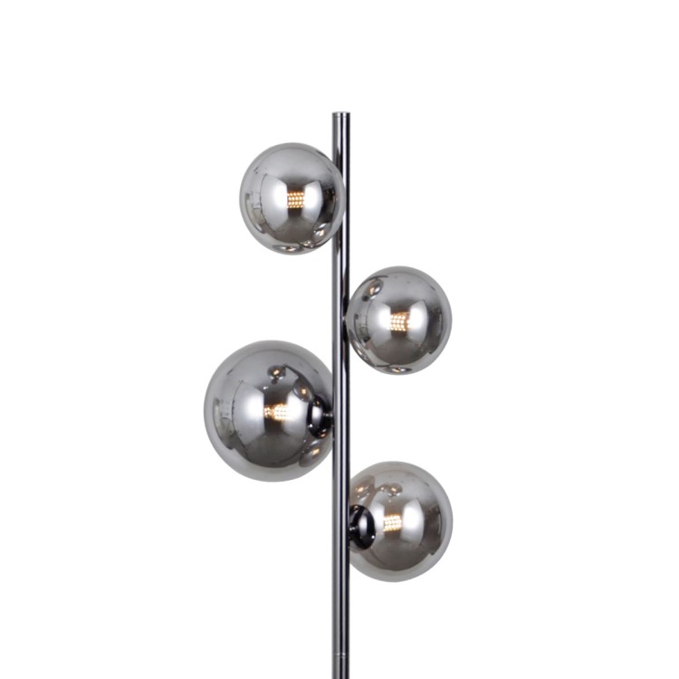 Lampa podłogowa CANELLO Italux 4xG9 w kolorze czarnego perłowego z dymionymi kulami. Elegancka oprawa o wysokości 160 cm i szerokości 31 cm, idealna do salonu, sypialni czy gabinetu. Solidne wykonanie z metalu i szkła, gwarancja 2 lata