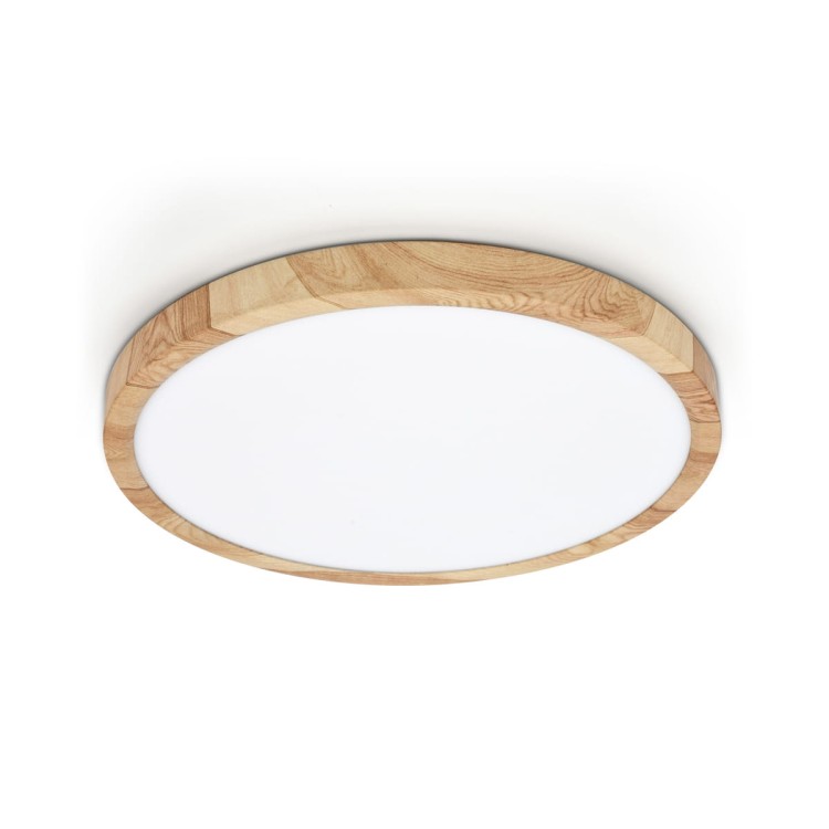 Plafon ALATA 24W LED 30 cm to nowoczesna oprawa z naturalnego drewna, idealna do łazienki i kuchni dzięki IP44. Zmiana barwy światła 2800K–6000K i wysoki strumień 3800 lm zapewniają komfortowe, jasne i stylowe oświetlenie każdego wnętrza.