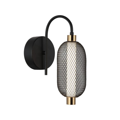 Kinkiet MARCO 6W LED Italux WL-84283-1-BK to eleganckie oświetlenie ścienne w czerni z dodatkami mosiądzu. Ciepła barwa 3000K tworzy przytulny klimat. Idealny do sypialni, salonu i korytarza.