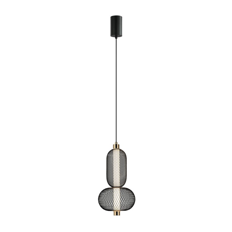 Lampa sufitowa MARCO 10W LED Italux PND-84283-2-BK to nowoczesna lampa w czerni z mosiężnymi detalami. Ciepłe światło 3000K tworzy przytulny klimat. Idealna nad wyspę, do jadalni i salonu.