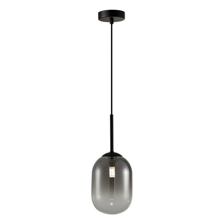 Lampa sufitowa ALIAS czarna 1xE14 Milagro to nowoczesne oświetlenie z dymionym kloszem o średnicy 12 cm. Idealna do sypialni, salonu lub nad stolik nocny. Regulowana wysokość i minimalistyczny design tworzą stylowy klimat.