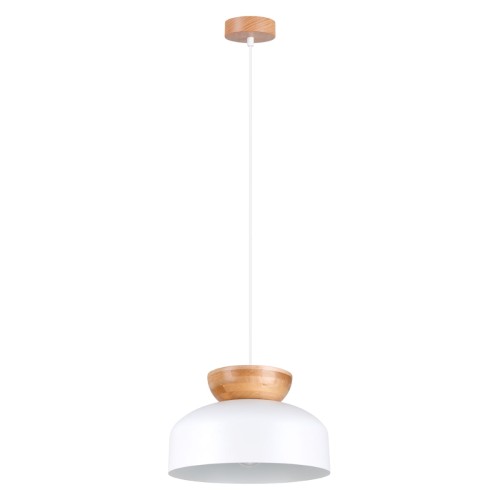 Lampa wisząca MARION biała Sollux SL.1350 to połączenie minimalistycznego designu i naturalnych drewnianych akcentów. Doskonale sprawdzi się nad stołem, wyspą kuchenną lub blatem, wprowadzając do wnętrza jasność, elegancję i przytulny klimat.