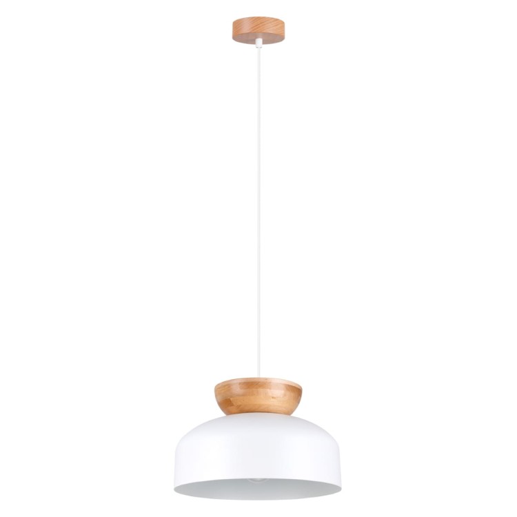 Lampa wisząca MARION biała Sollux SL.1350 to połączenie minimalistycznego designu i naturalnych drewnianych akcentów. Doskonale sprawdzi się nad stołem, wyspą kuchenną lub blatem, wprowadzając do wnętrza jasność, elegancję i przytulny klimat.