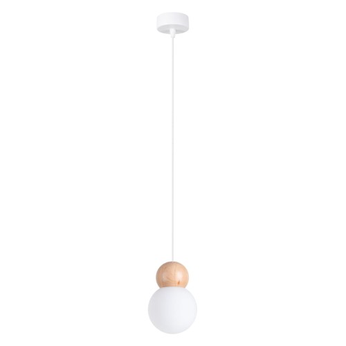 Lampa wisząca PEKKA 1xG9 Sollux SL.1390 to połączenie naturalnego drewna i mlecznego szkła w minimalistycznej formie. Idealnie sprawdzi się nad stołem, stolikiem nocnym lub wyspą kuchenną, wprowadzając do wnętrza ciepło i harmonię.