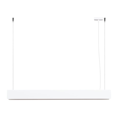 Lampa wisząca SPARK Sollux SL.1394 w białym kolorze to nowoczesne oświetlenie nad stół lub wyspę kuchenną. Smukła listwa o długości 100 cm emituje ciepłe światło 3000K i strumień 850 lm, tworząc przyjemną atmosferę w jadalni i salonie.