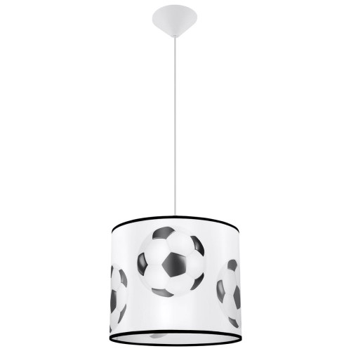 Lampa wisząca FOOTBALL SL.1424 Sollux to idealne oświetlenie do pokoju małego piłkarza. Abażur z motywem piłki nożnej nadaje wnętrzu sportowy charakter, a gwint E27 pozwala zastosować energooszczędną żarówkę LED do 15W.