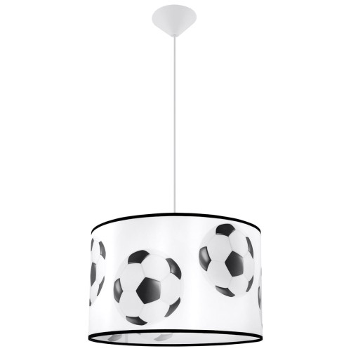 Lampa wisząca FOOTBALL 40 cm to idealny wybór do pokoju młodego fana piłki nożnej. Abażur z motywem futbolowych piłek tworzy wyjątkowy klimat, a gwint E27 pozwala zastosować energooszczędne źródło światła LED. Stylowa dekoracja i funkcjonalne oświetlenie.