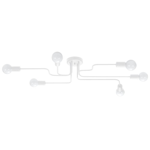 Lampa sufitowa VECTOR 6xE27 biała Sollux to nowoczesne oświetlenie do salonu, jadalni i sypialni. Minimalistyczna stalowa konstrukcja oraz sześć punktów świetlnych tworzą elegancką dekorację inspirowaną stylem skandynawskim i japandi.