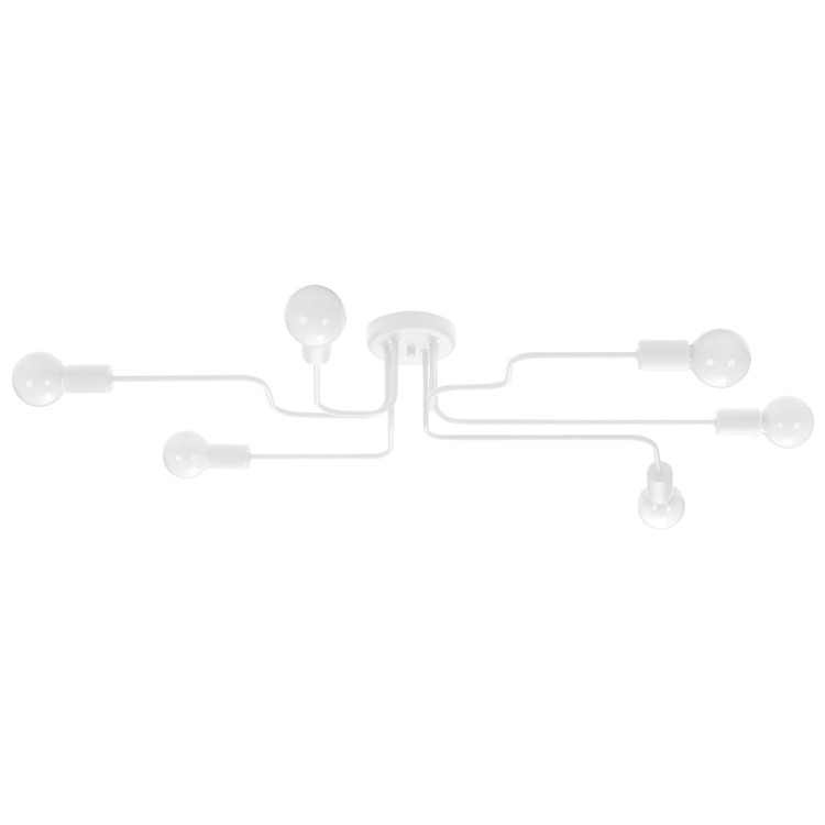 Lampa sufitowa VECTOR 6xE27 biała Sollux to nowoczesne oświetlenie do salonu, jadalni i sypialni. Minimalistyczna stalowa konstrukcja oraz sześć punktów świetlnych tworzą elegancką dekorację inspirowaną stylem skandynawskim i japandi.