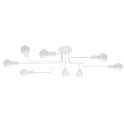 Lampa sufitowa VECTOR 8xE27 biała Sollux to nowoczesne oświetlenie o wyjątkowej formie. Osiem punktów świetlnych oraz minimalistyczna konstrukcja sprawiają, że model doskonale prezentuje się w salonie, jadalni i przestronnych wnętrzach.