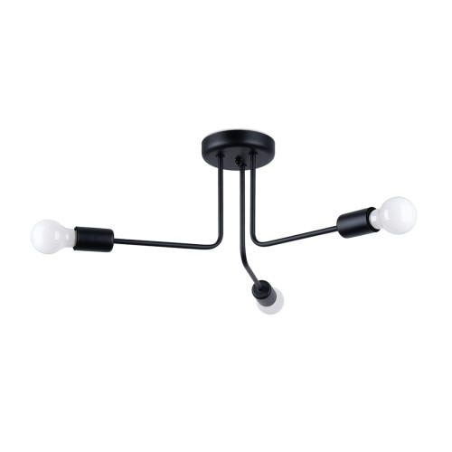 Lampa sufitowa NORAH Sollux SL.1450 to nowoczesne oświetlenie z trzema oprawkami E27. Czarna stalowa konstrukcja i minimalistyczny design doskonale komponują się z wnętrzami loftowymi, industrialnymi oraz skandynawskimi.