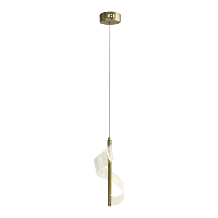 Złota lampa wisząca LARGO ML1041 zachwyca smukłą tubą i świetlną spiralą. LED 10W zapewnia 900 lm oraz białe światło 4000K. Regulowana wysokość 30–100 cm sprawdzi się przy łóżku, nad barkiem lub wyspą kuchenną.