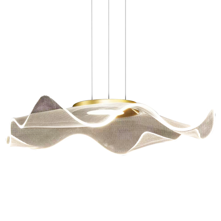 Elegancka lampa wisząca LARGO ML1042 łączy szczotkowane złoto z przestrzenną, ażurową formą. LED 16W, 1300 lm i barwa 4000K zapewniają wyraźne światło. Regulowana wysokość 25–100 cm idealnie pasuje nad stół lub barek.
