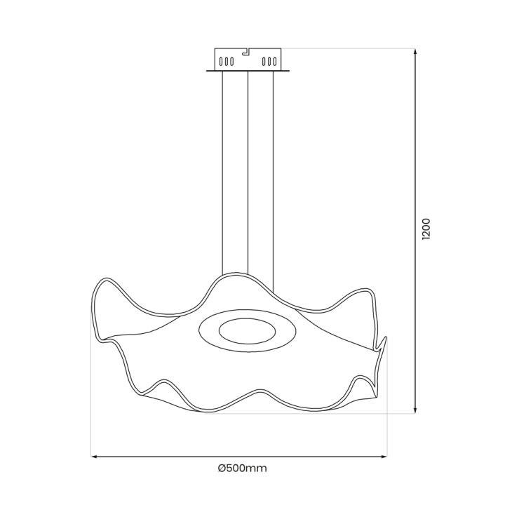 Złota lampa LED LARGO ML1042 to dekoracyjne oświetlenie nad stół, wyspę lub barek. Falista forma, średnica 50 cm, moc 16W, 1300 lm i białe światło 4000K tworzą funkcjonalną całość. Wysokość można regulować od 25 do 100 cm.