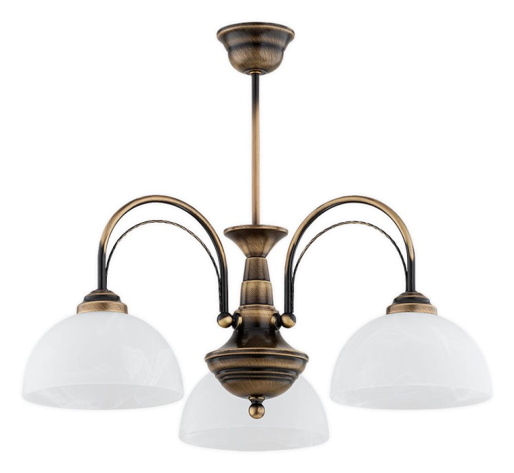 Żyrandol OPAL O3393 W3 PAT Lemir – klasyczna lampa sufitowa w kolorze patyny z alabastrowymi kloszami. 3x E27 60W, średnica 60 cm, wysokość 46 cm. Polska produkcja, elegancki styl i solidne wykonanie do salonu, jadalni czy sypialni.