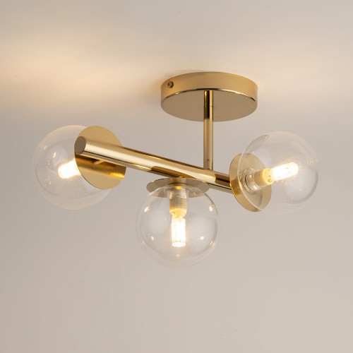 Elegancki plafon AVOLA 3 źródła światła G9 LED złoty, szklane klosze kule
