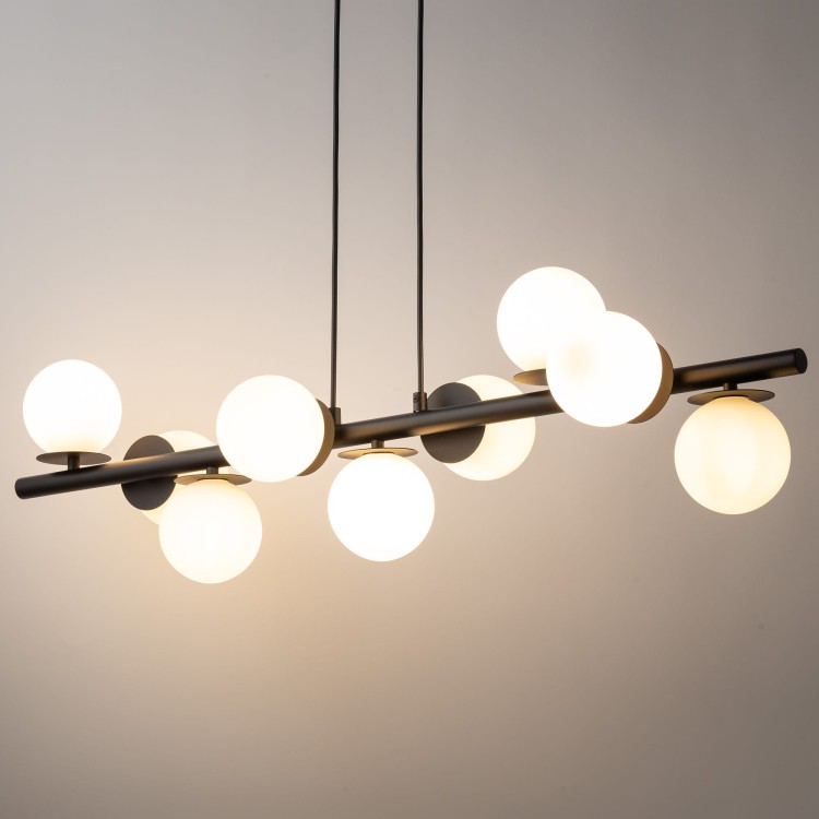 Nowoczesna lampa listwa AVOLA 9xG9 czarna i biała – idealne oświetlenie nad stół w jadalni