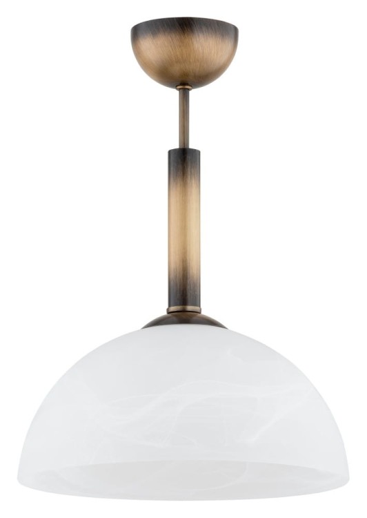 Klasyczne oświetlenie kuchni. Lampa Klara armatura w kolorze patyna, biały alabastrowy klosz. O3531_W1_PAT