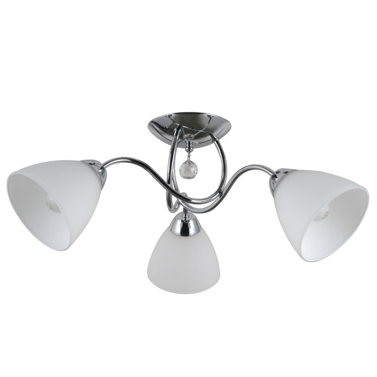 Lampa sufitowa LUGANO 3xE27 chrom białe klosze Italux PND-5643-3. Przezroczysty kryształek.