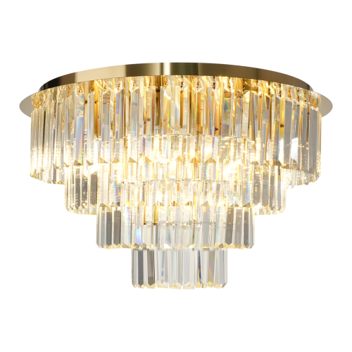 Lampa sufitowa MILANO ML1024 Milagro w stylu glamour. Złota konstrukcja i 172 kryształowe elementy tworzą spektakularny efekt świetlny. 9 źródeł E14 sprawia, że to idealne oświetlenie do salonu, jadalni i eleganckich wnętrz.