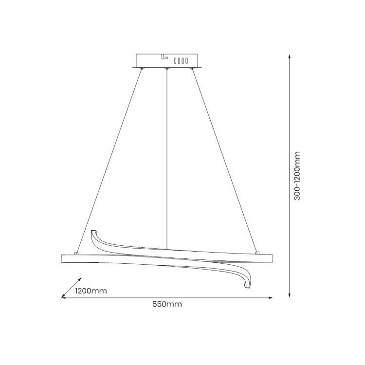 Czarna lampa sufitowa LORENZO ML1583 łączy asymetryczny wygląd z oświetleniem LED 35W. Strumień 1500 lm i barwa 4000K zapewniają neutralne światło. Model o średnicy 55 cm sprawdzi się w salonie, jadalni, kuchni lub biurze.