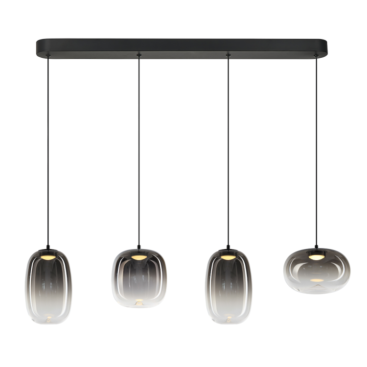 Lampa wisząca VASO Black 15W LED ML1407 to nowoczesne oświetlenie z dymionymi kloszami i czarną listwą 89 cm. Ciepłe światło 3000K, 1689 lm oraz regulowana wysokość czynią ją idealną nad stół lub wyspę.