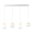 Lampa wisząca VASO White ML1406: białe wykończenie, cztery szklane klosze i LED 15W w komplecie. Ciepłe światło 3000K, 1689 lm. Szerokość 89 cm, regulowana wysokość 36–152 cm. Do jadalni, nad stół lub wyspę kuchenną. AI