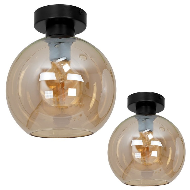 Lampa sufitowa SOFIA 1xE27 czarna klosz Amber MLP6575 Milagro