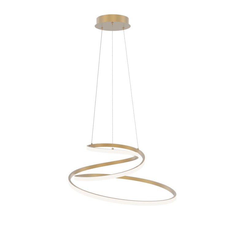 Lampa sufitowa LORILA 60W LED złota Italux PND-2168-M-GD to elegancka spirala w kolorze złotym. 3300 lm, barwa światła 3000K–6500K, regulowana wysokość. Idealna do salonu, jadalni i wnętrz glamour