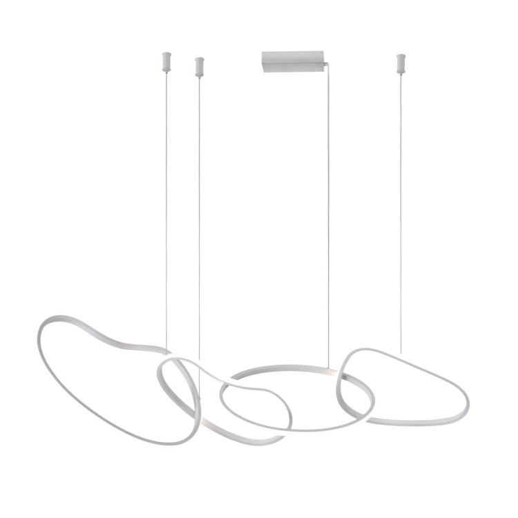 Nowoczesna lampa FONTE PND-22412-S4-WH w kolorze białym łączy elegancję i funkcjonalność. 60W LED, 5300 lm, regulowana wysokość i wybór barwy światła. Idealna do stylowych aranżacji.