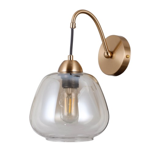 Kinkiet FELIS Italux WL-40824-1-GD zachwyca złotą oprawą i bursztynowym szklanym kloszem. Lampa na żarówkę E27 pasuje do salonu, sypialni, jadalni i przedpokoju. Elegancki wybór do wnętrz glamour i modern classic.