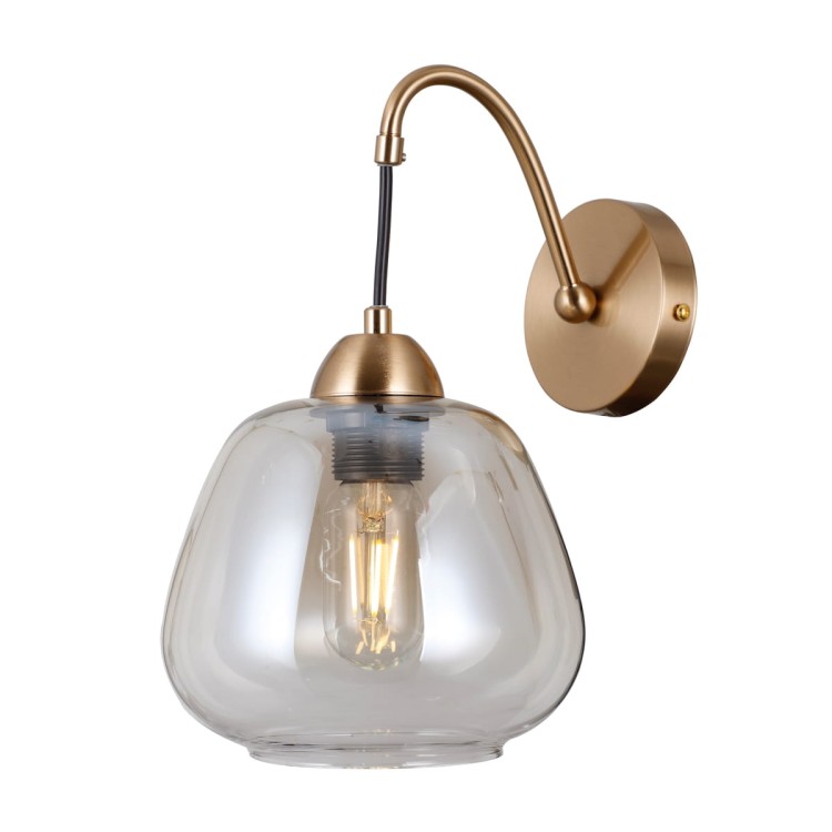 Stylowy kinkiet Italux FELIS WL-40824-1-GD został wykonany z metalu i szkła. Złota oprawa oraz bursztynowy klosz tworzą elegancką kompozycję. Model 1xE27 doskonale uzupełni wnętrza glamour, nowoczesne i klasyczne.