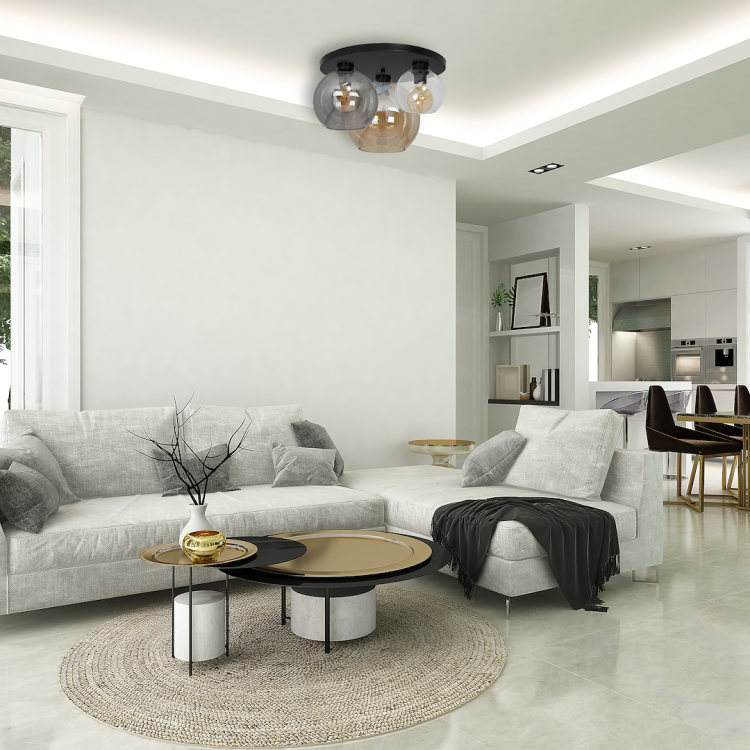 Lampa sufitowa SOFIA 3xE27 czarne kule amber smoked clear MLP6589 Milagro