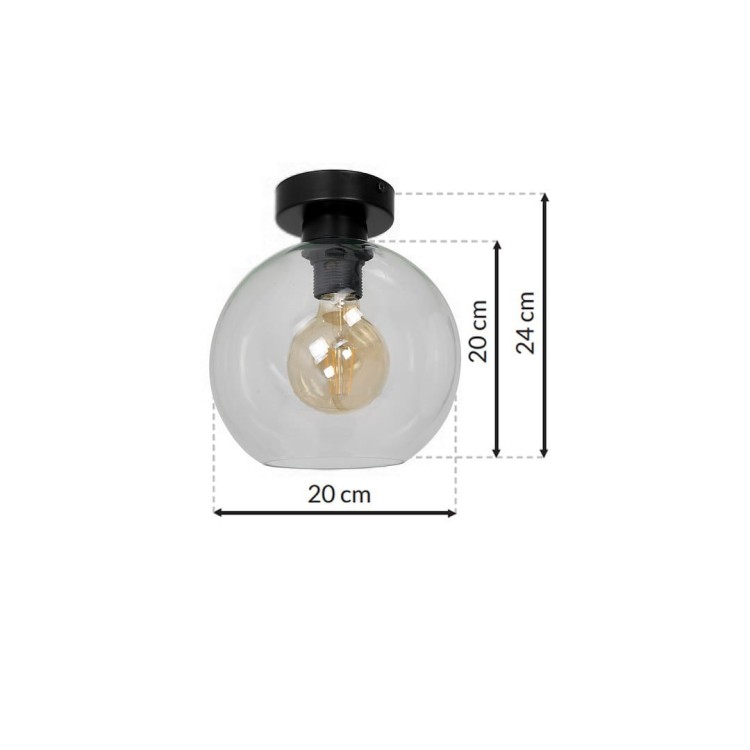 Lampa sufitowa SOFIA 1xE27 plafon czarny klosz kula MLP6573 Milagro