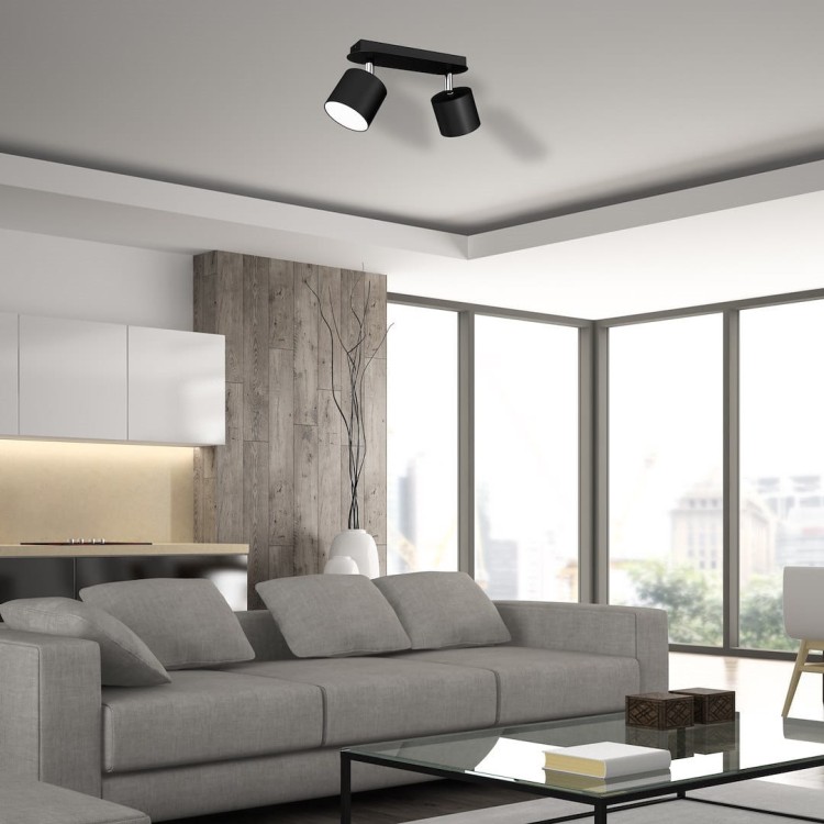 Lampa sufitowa DIXIE BLACK czarna plafon 2xGX53 MLP7600