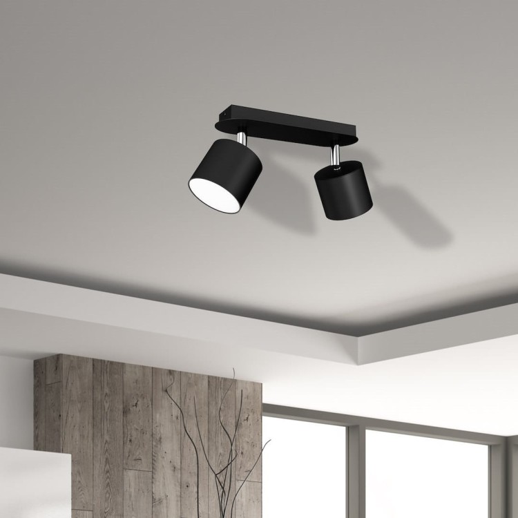 Lampa sufitowa DIXIE BLACK czarna plafon 2xGX53 MLP7600