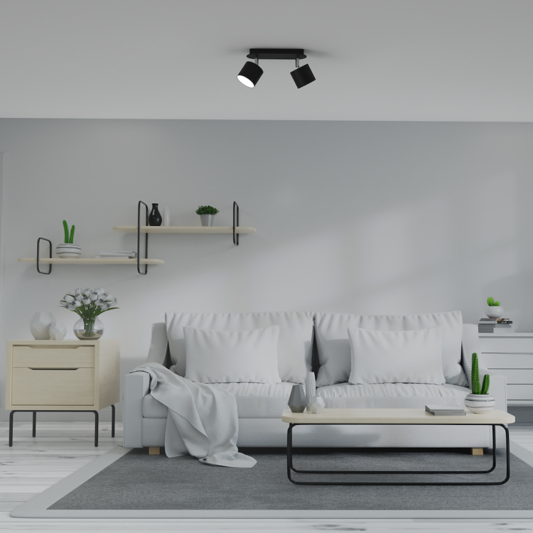 Lampa sufitowa DIXIE BLACK czarna plafon 2xGX53 MLP7600