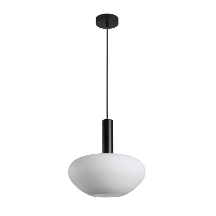 Lampa sufitowa GATER 1xE27 czarna biały klosz Fi28cm Italux PND-23541A-1-BK-OP