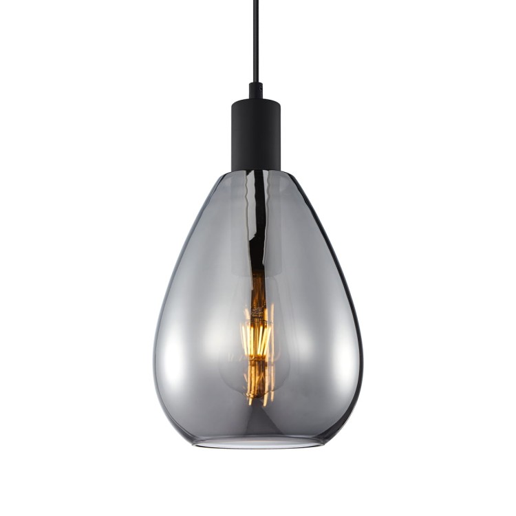 Lampa sufitowa ZULO 3xE27 czarny dymiony klosz Italux wisząca PND-27812-3A-BK-SG