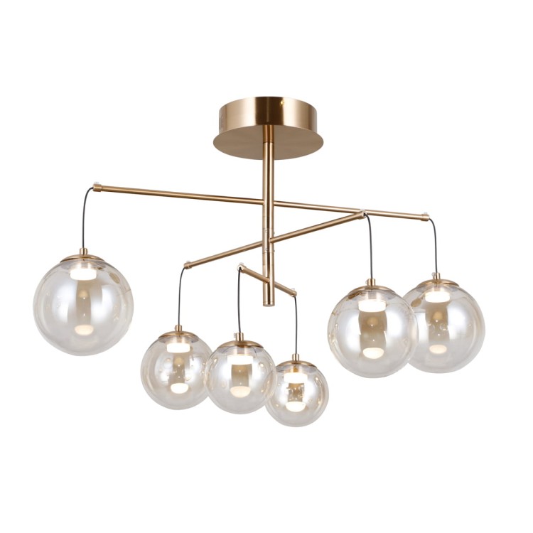 Lampa sufitowa VELADA 6x5W LED złota Kule Amber 3000K Italux PND-34381-6-HBR