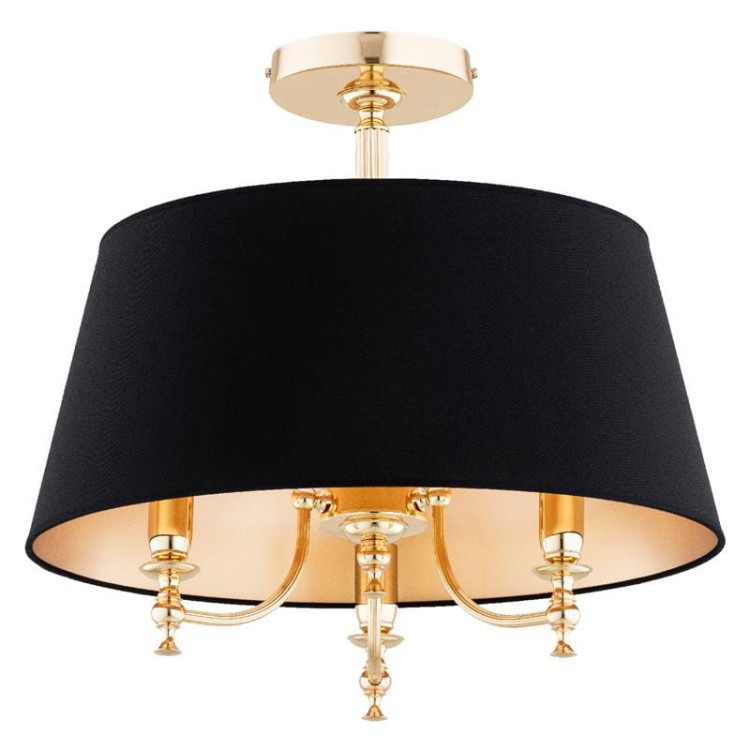 Lampa sufitowa ROSETTA złota 3xE14 abażur czarny/złoty Alfa 62477 – luksusowy akcent w Twoim wnętrzu