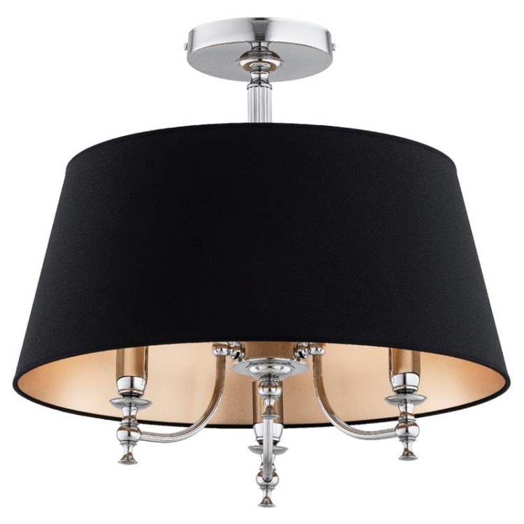 Lampa sufitowa ROSETTA srebrna 3xE14 abażur czarny/złoty Alfa 62478 – wyrafinowany kontrast i elegancja