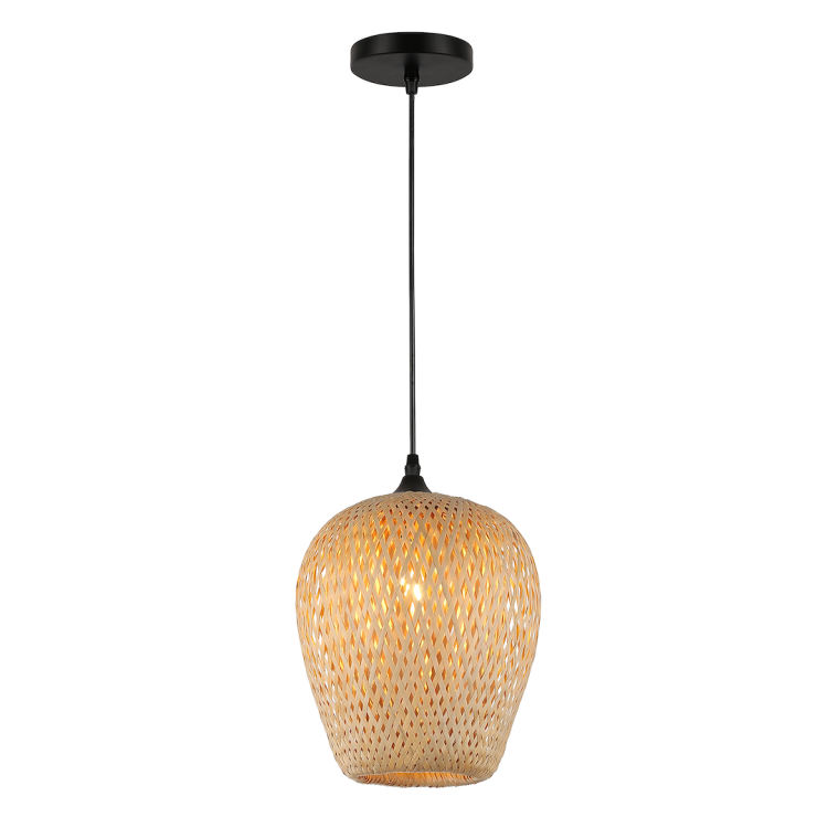 Lampa wisząca ALMA ML1807 z plecionego bambusa do wnętrz boho i skandynawskich. Klosz 23 × 23 cm, regulowana wysokość 30–100 cm, 1×E27 i IP20. Naturalny akcent nad stół w jadalni, do kuchni lub sypialni. Żarówka do kupienia osobno.