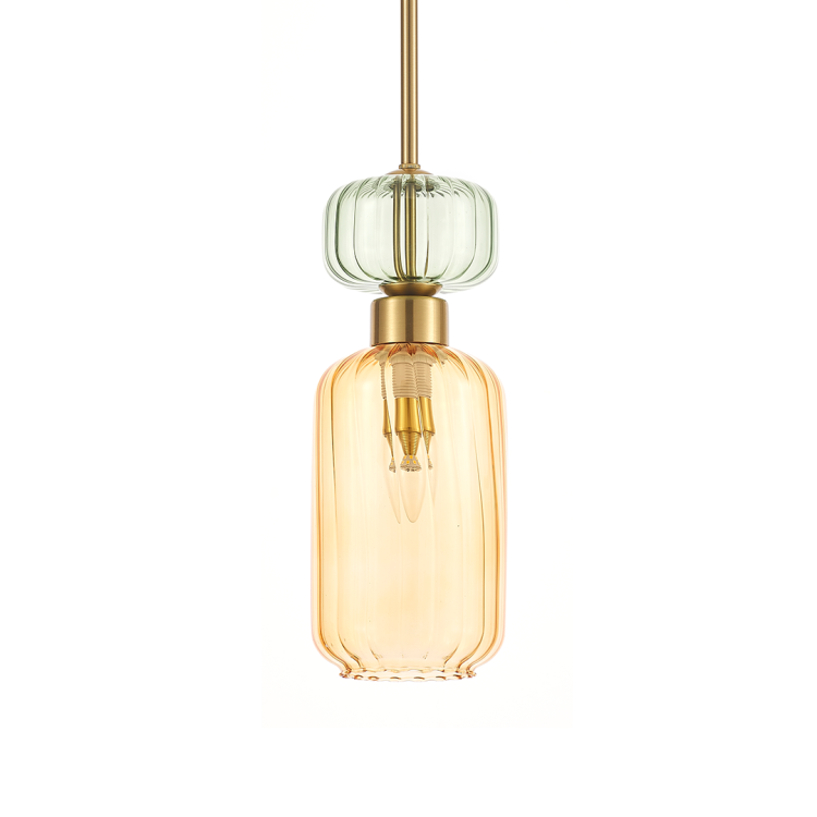 Lampa sufitowa MOLLY Amber 1xE14 złota klosz bursztynowy zielony ML1823