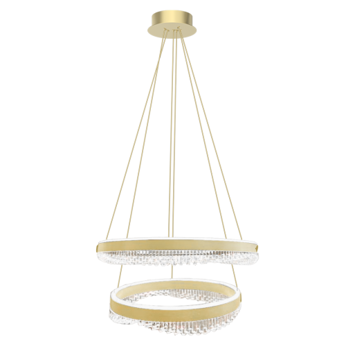 Lampa wisząca PRECIOSA ML1000 LED 85W w kolorze złotym to nowoczesne oświetlenie do salonu i jadalni. Podwójne pierścienie ring 40 i 60 cm oraz strumień 5500 lm zapewniają efektowny wygląd i mocne światło 4000K.